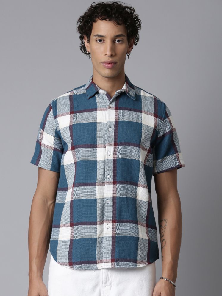     			roller fashions 100% Cotton Slim Fit Checks Half Sleeves Men's Casual Shirt - Blue ( Pack of 1 )