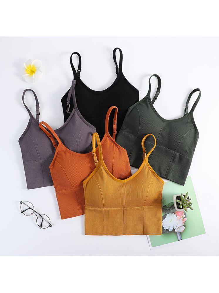     			3Mads Pack of 5 Cotton Blend Removable Padding Women's Cami bra ( Multicolor ) GBra013_BK_DG_LPL_BW_Y