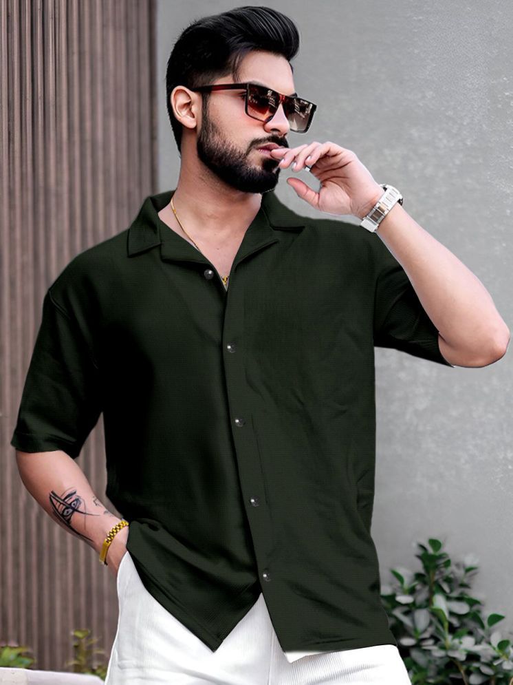     			ANKLAR Polyester Regular Fit Self Design Half Sleeves Men's Casual Shirt - Green ( Pack of 1 )