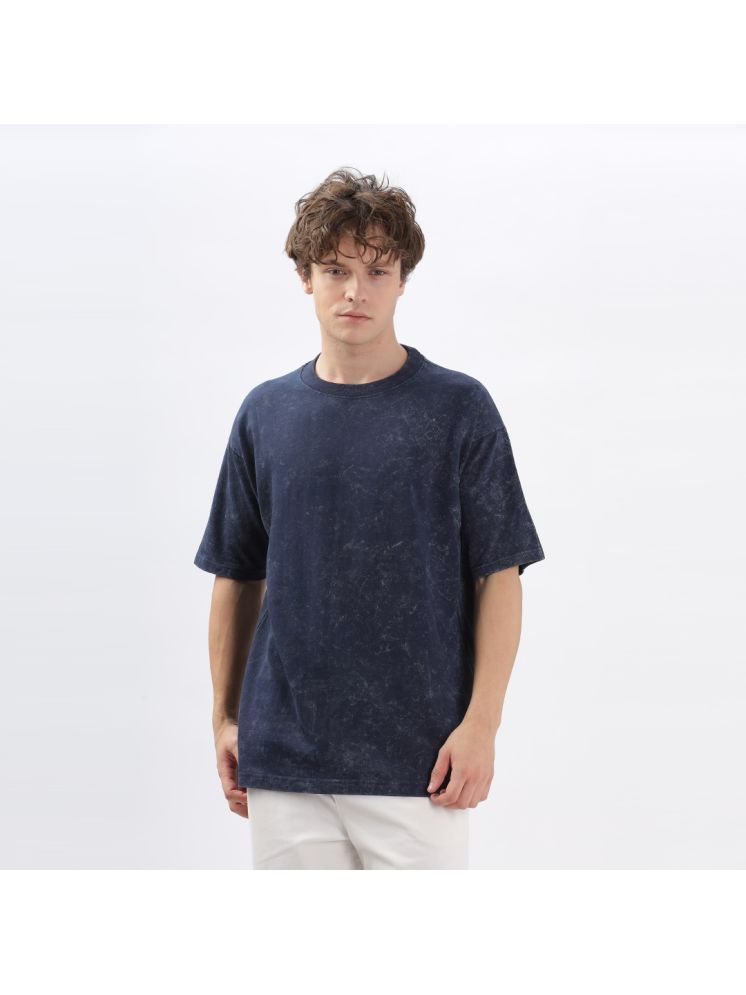     			Atire Cotton Oversized Fit Dyed Half Sleeves Men's Round T-Shirt - Navy Blue ( Pack of 1 )