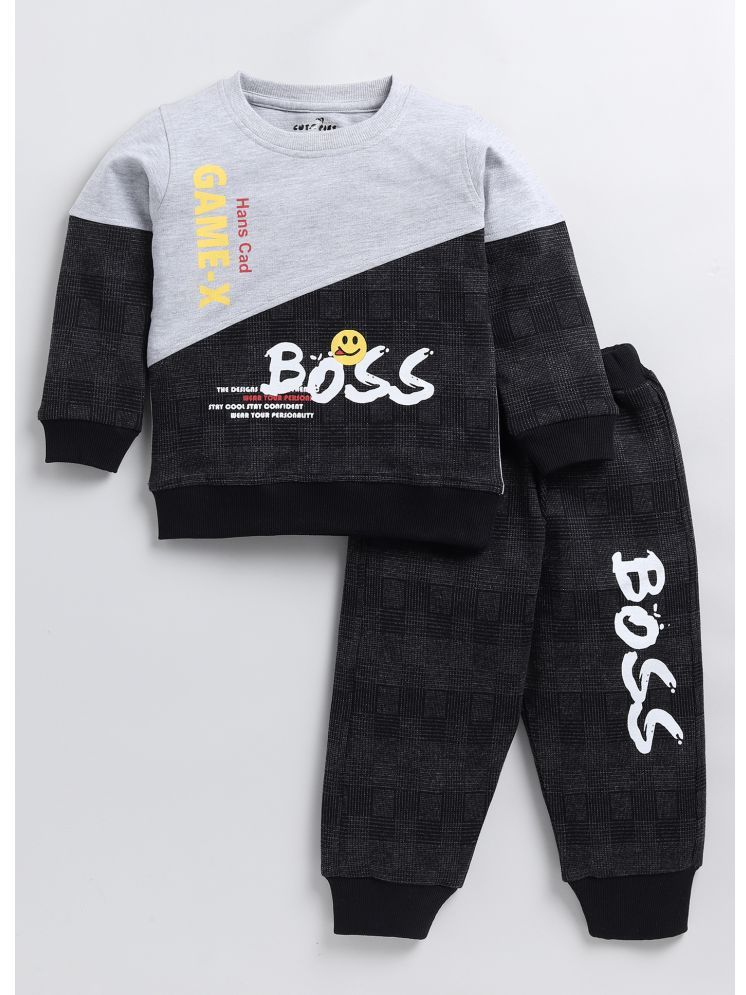     			CUTOPIES Grey Cotton Boys Sweatshirt & Trackpant ( Pack of 1 )