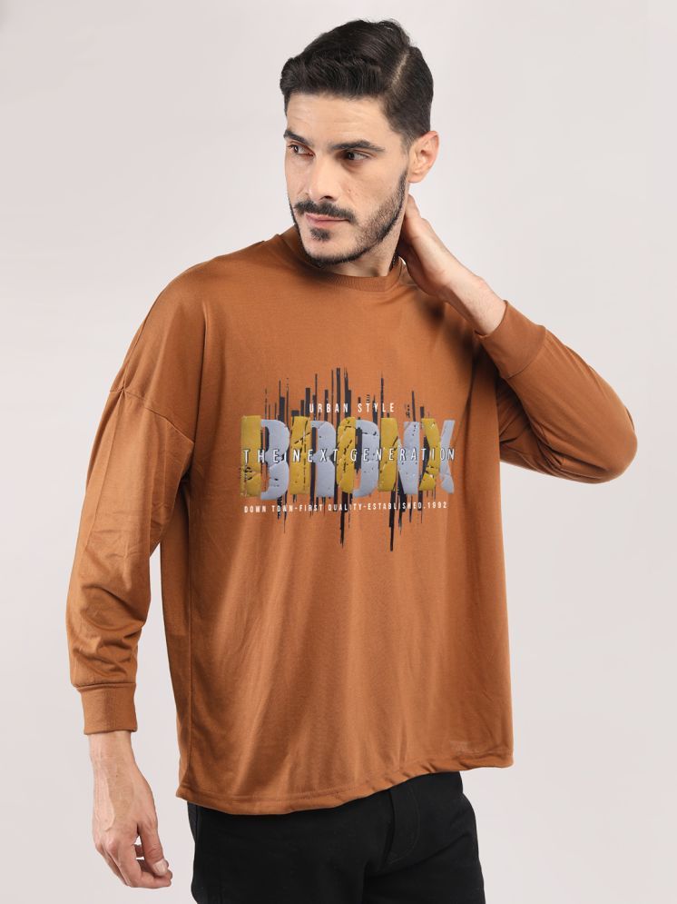     			Chkokko Cotton Blend Oversized Fit Printed Full Sleeves Men's Round T-Shirt - Gold ( Pack of 1 )