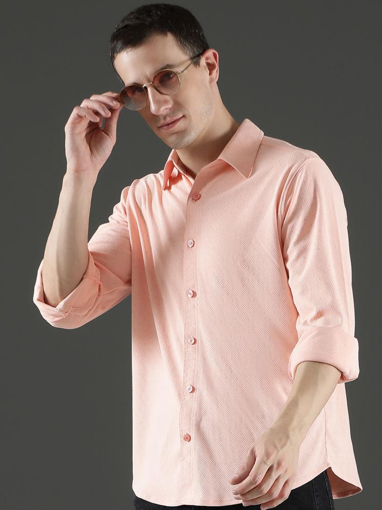     			EPPE Polyester Regular Fit Self Design Full Sleeves Men's Casual Shirt - Peach ( Pack of 1 )