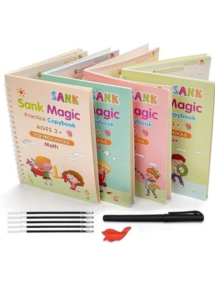     			Eclet Magic Book for Kids, Sank Magic Practice Copybook, (4 Book+10 Refill+1 Pen+1 Grip) Number Tracing Book for Pre-Schoolers with Pen, Magic Calligraphy Copybook Set Writing Tool for Kids(F)