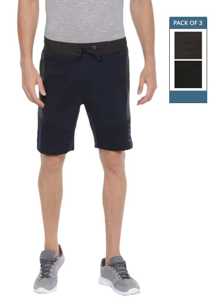     			Force NXT Black Cotton Men's Shorts ( Pack of 3 )