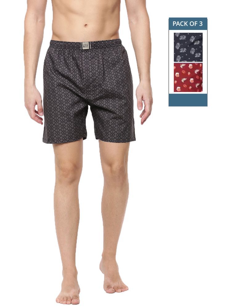     			Force NXT Black Cotton Men's Shorts ( Pack of 3 )