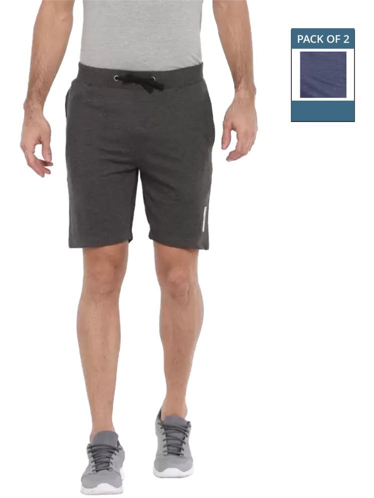     			Force NXT Black Cotton Men's Shorts ( Pack of 2 )