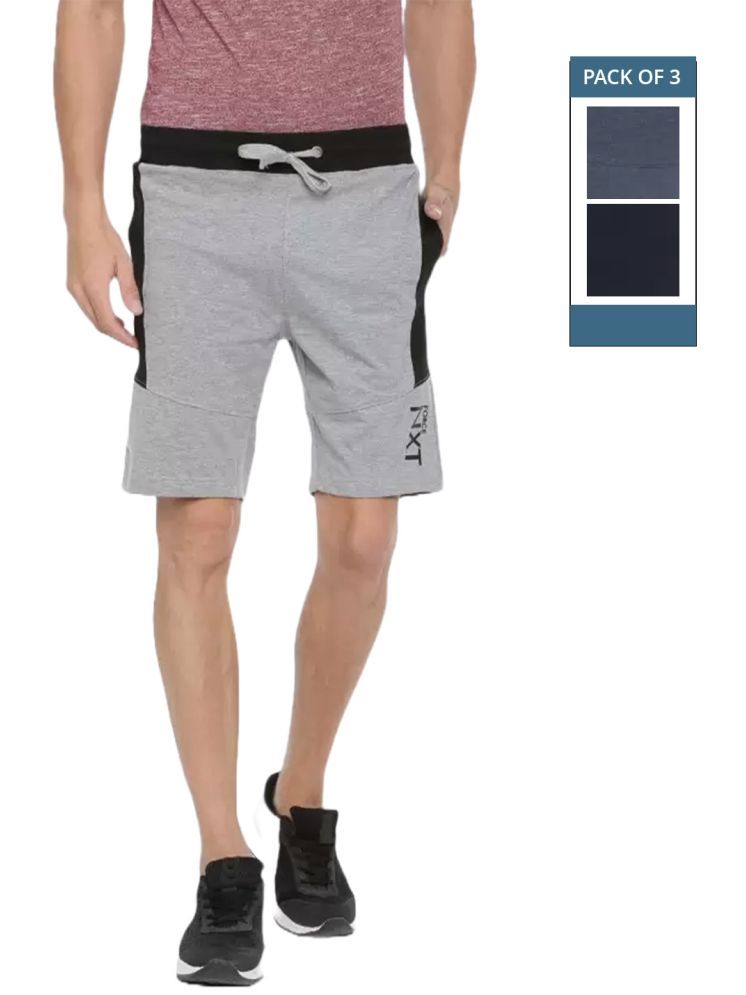     			Force NXT Grey Melange Cotton Men's Shorts ( Pack of 3 )