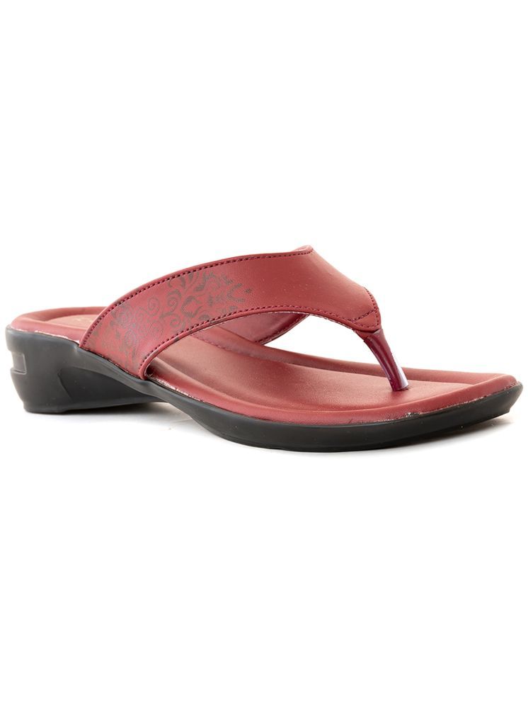     			KHADIM Maroon Women's Slip On Heels