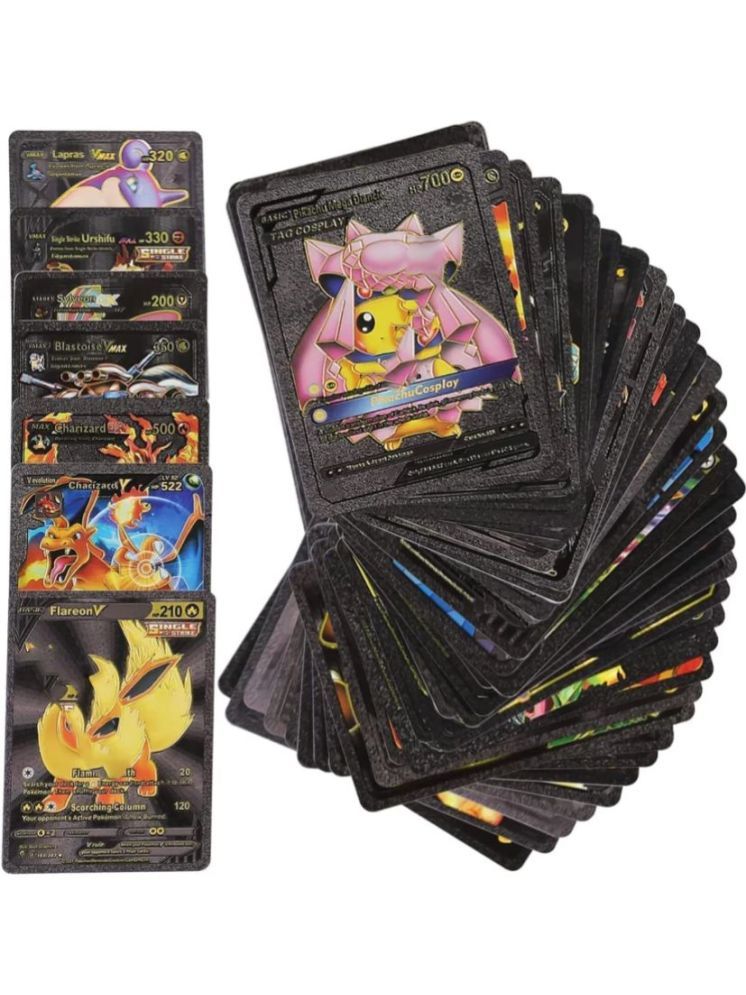     			KIDS Playing Cards 55 Pcs Black Foil Card Assorted Cards Tcg Deck Box - V Series Cards Vmax Gx Rare Black Cards And Common-Rare Mystery Card(55 Pcs Black)