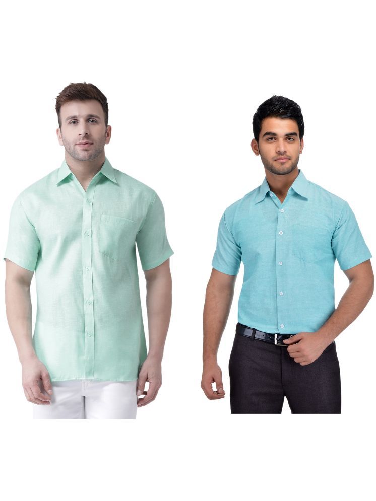     			KLOSET By RIAG Cotton Blend Regular Fit Solids Half Sleeves Men's Casual Shirt - Light Blue ( Pack of 2 )