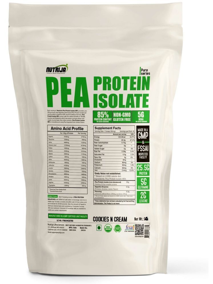     			NUTRIJA Pea Protein Isolate 85% - (4 Lbs) 1815 gm Powder