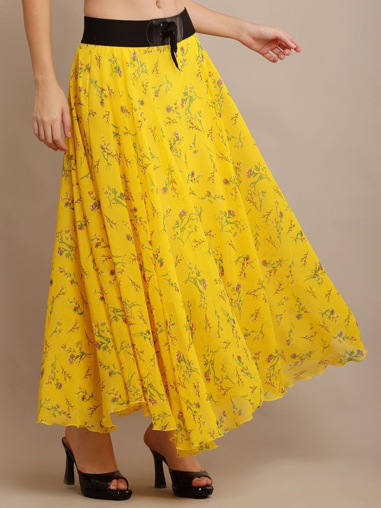     			RC NEOEN Yellow Georgette Women's Flared Skirt ( Pack of 1 )