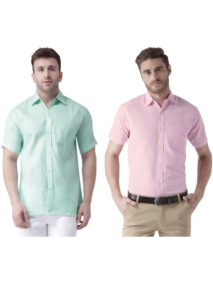     			RIAG Cotton Blend Regular Fit Solids Half Sleeves Men's Casual Shirt - Pink ( Pack of 2 )