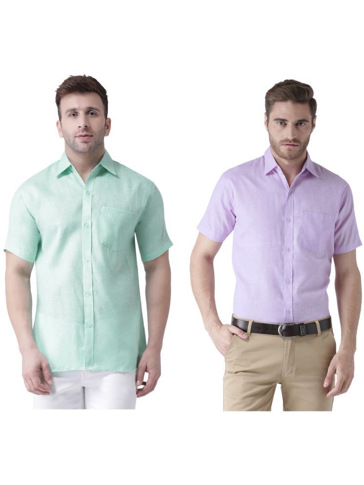     			RIAG Cotton Blend Regular Fit Solids Half Sleeves Men's Casual Shirt - Lavender ( Pack of 2 )