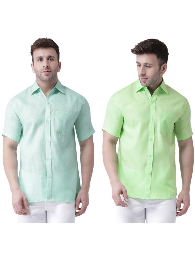     			RIAG Cotton Blend Regular Fit Solids Half Sleeves Men's Casual Shirt - Green ( Pack of 2 )