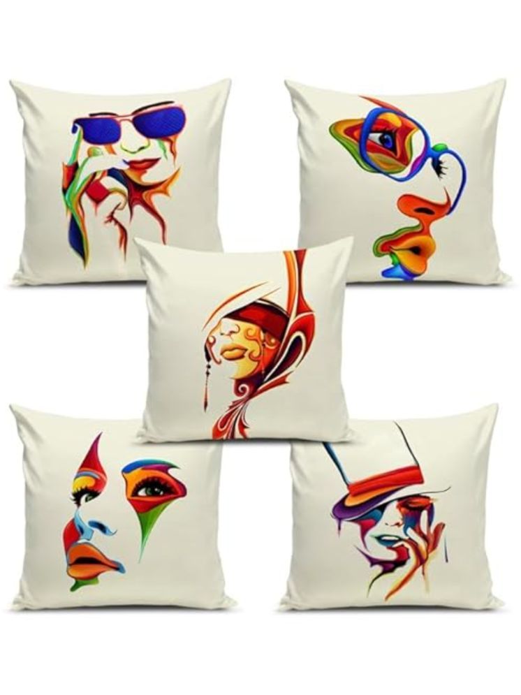     			SUNTAP Set of 5 Polyester People Square Cushion Cover (40X40)cm - Multi