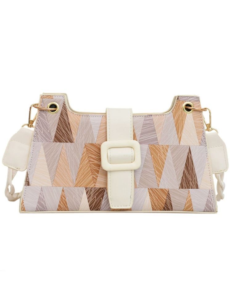     			Santorini White Faux Leather Sling Bag