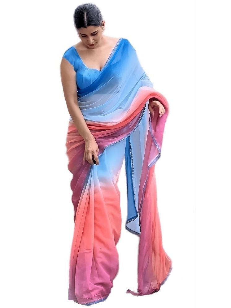     			Sidhidata Georgette Printed Saree With Blouse Piece - Multicolor ( Pack of 1 )