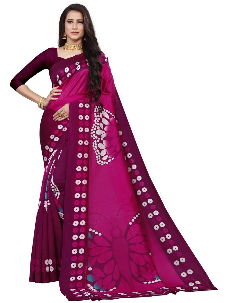     			THE PRIVATE LABLE Art Silk Printed Saree Without Blouse Piece - Pink ( Pack of 1 )