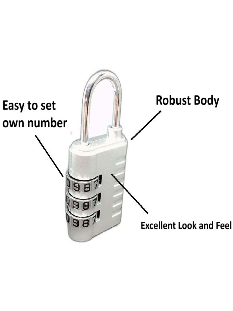     			Unikkus number combination padlock, 3 Digits safety number combination lock for luggage, Bag, Travelling purpose locks, Color white, nice look and feel, long lasting, robust body