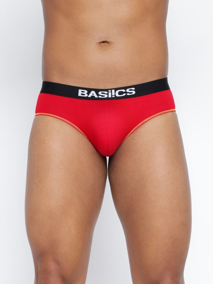     			BASIICS By La Intimo Pack of 1 Cotton Blend Briefs For Men's ( Red )