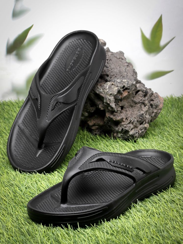     			Bersache Black Men's Thong Flip Flop