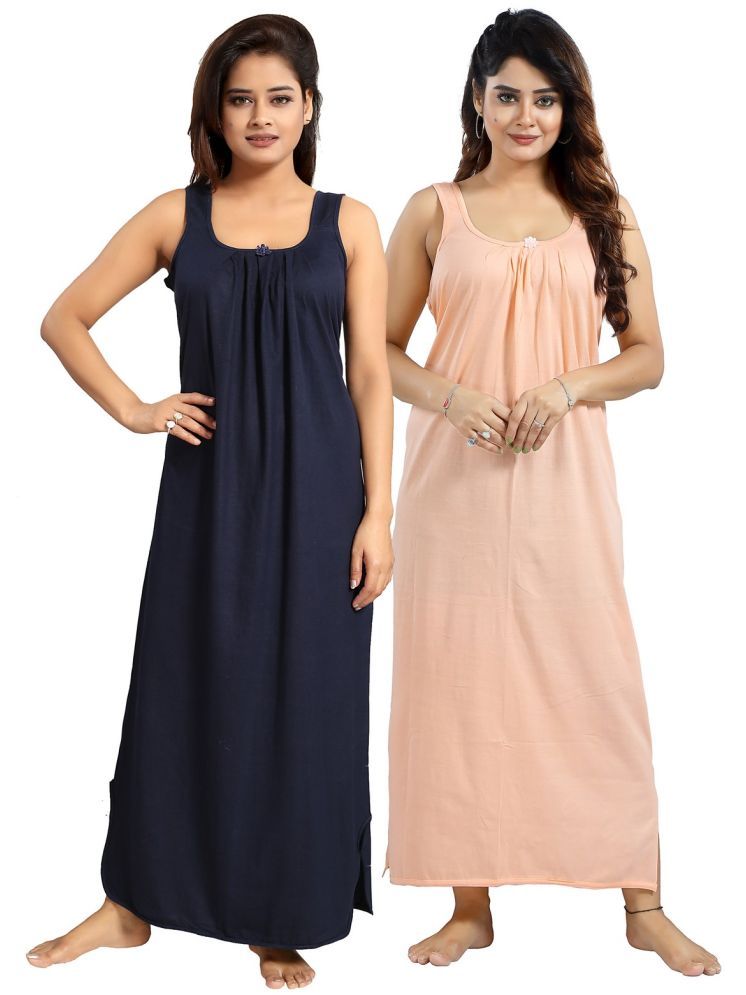     			Cinco Multicolor Cotton Blend Women's Nightwear Night Dress ( Pack of 2 )