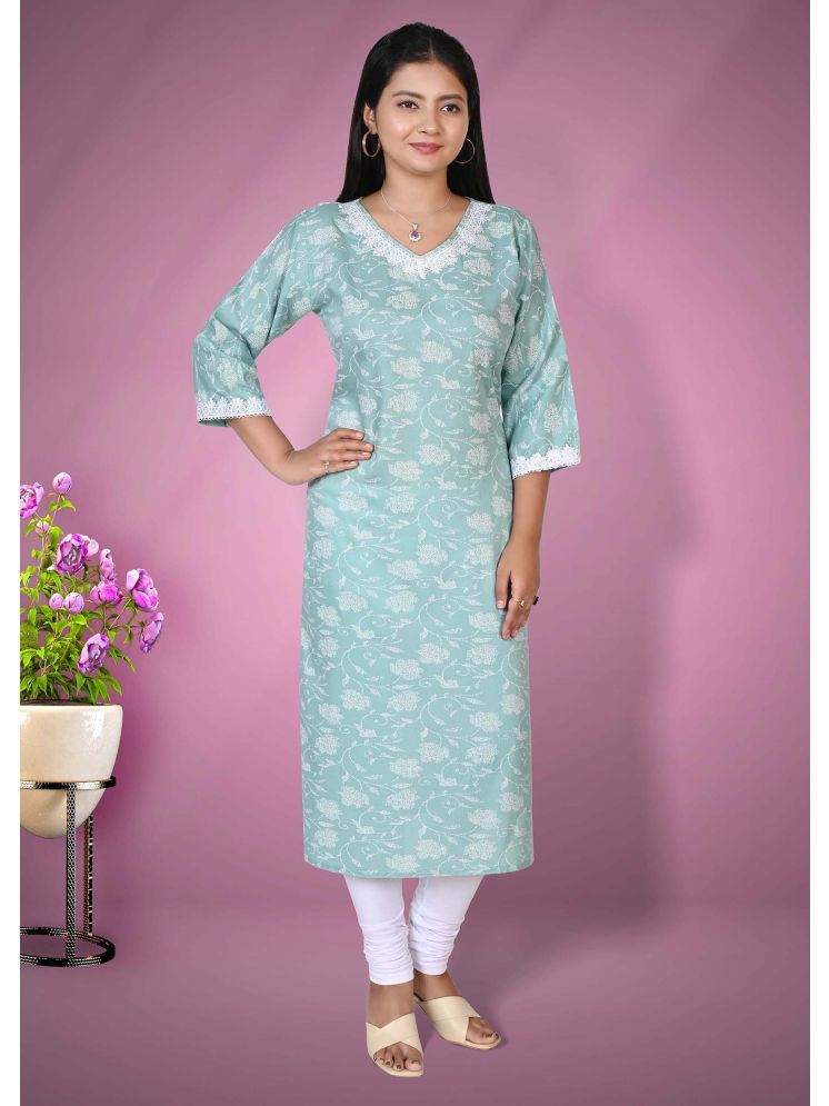     			LENYRUIZ- Fashion Rayon Printed A-line Women's Kurti - Light Blue ( Pack of 1 )