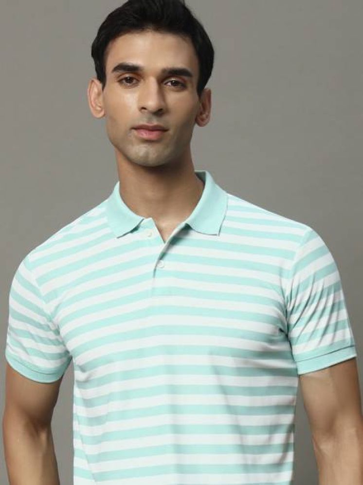     			NOWT Cotton Blend Regular Fit Striped Half Sleeves Men's Polo T Shirt - Blue ( Pack of 1 )