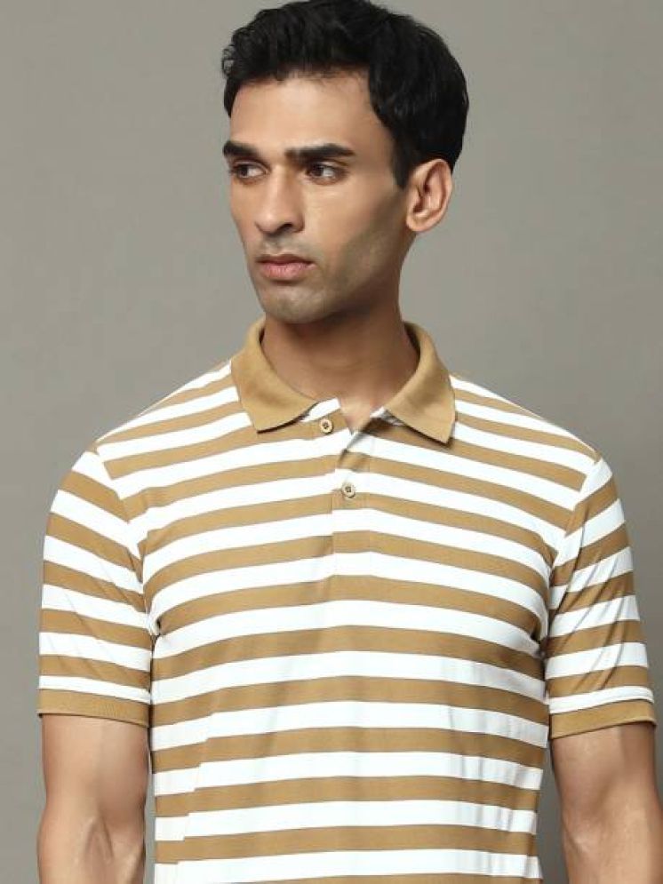     			NOWT Cotton Blend Regular Fit Striped Half Sleeves Men's Polo T Shirt - Brown ( Pack of 1 )