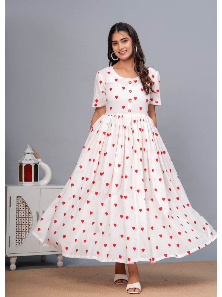     			NUPITAL Rayon Printed Anarkali Women's Kurti - White ( Pack of 1 )