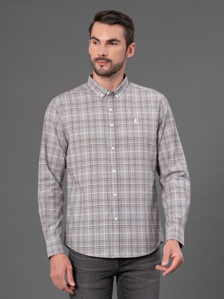     			Red Tape Cotton Blend Regular Fit Checks Full Sleeves Men's Casual Shirt - Grey ( Pack of 1 )