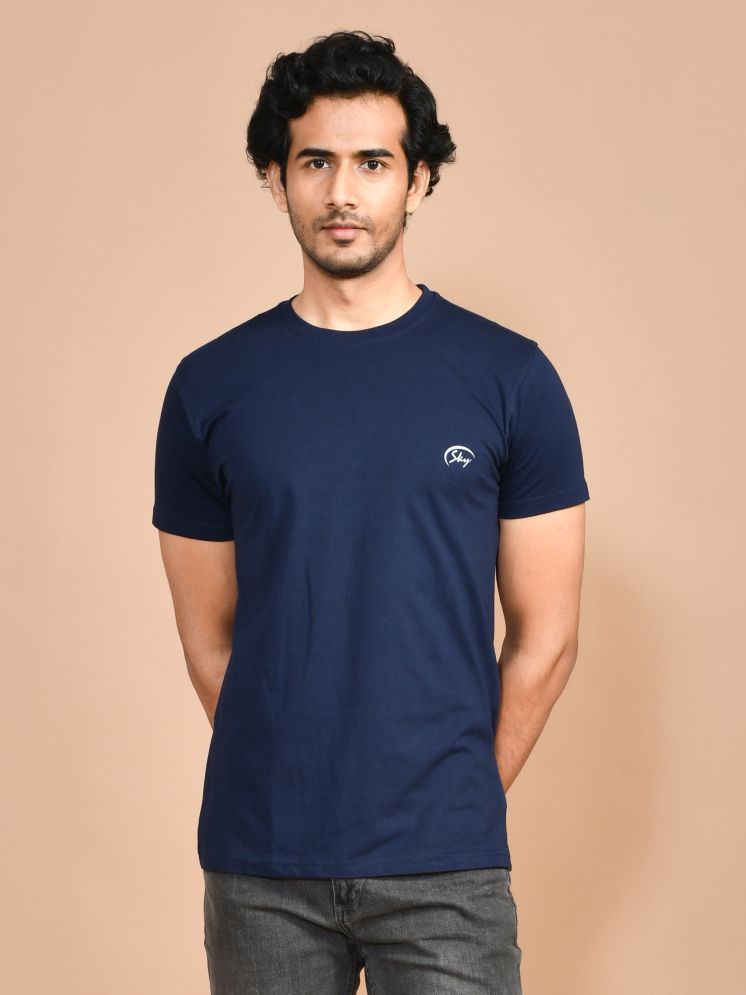     			SKYKNIT 100% Cotton Regular Fit Printed Half Sleeves Men's Round T-Shirt - Navy Blue ( Pack of 1 )