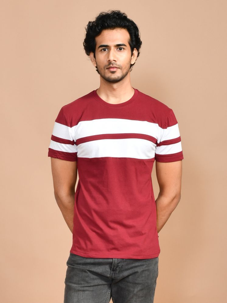     			SKYKNIT Cotton Blend Regular Fit Printed Half Sleeves Men's Round T-Shirt - Red ( Pack of 1 )