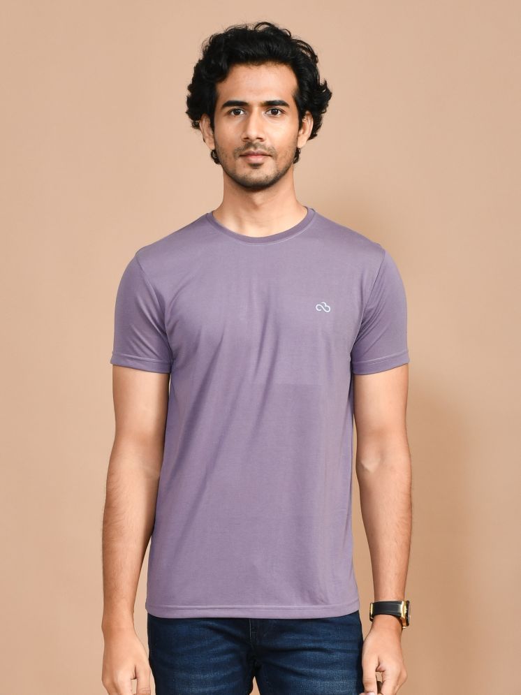     			SKYKNIT Cotton Blend Regular Fit Printed Half Sleeves Men's Round T-Shirt - Purple ( Pack of 1 )