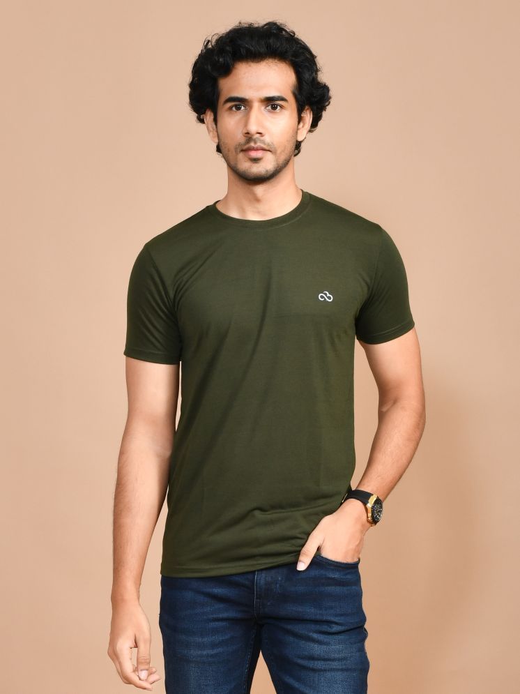     			SKYKNIT Cotton Blend Regular Fit Printed Half Sleeves Men's Round T-Shirt - Dark Green ( Pack of 1 )