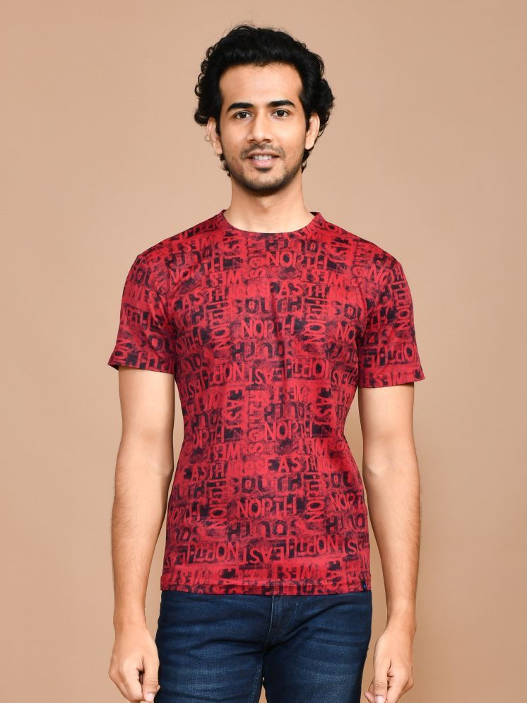     			SKYKNIT Cotton Blend Regular Fit Printed Half Sleeves Men's Round T-Shirt - Red ( Pack of 1 )