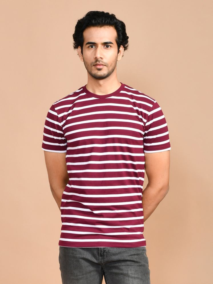     			SKYKNIT Cotton Blend Regular Fit Printed Half Sleeves Men's Round T-Shirt - Maroon ( Pack of 1 )