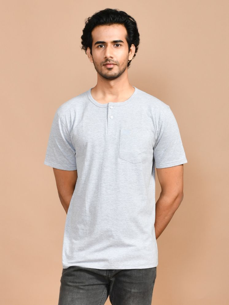     			SKYKNIT Cotton Blend Regular Fit Printed Half Sleeves Men's Round T-Shirt - Grey ( Pack of 1 )