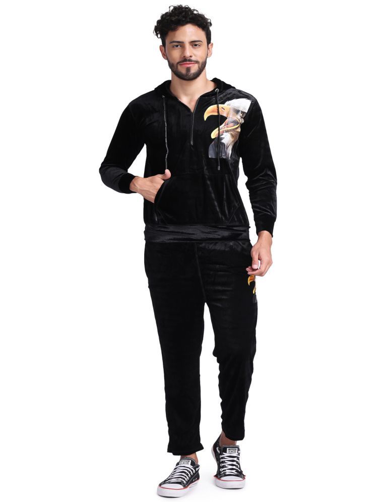     			yellow tree Black Polyester Relaxed Fit Men's Tracksuit ( Pack of 1 )