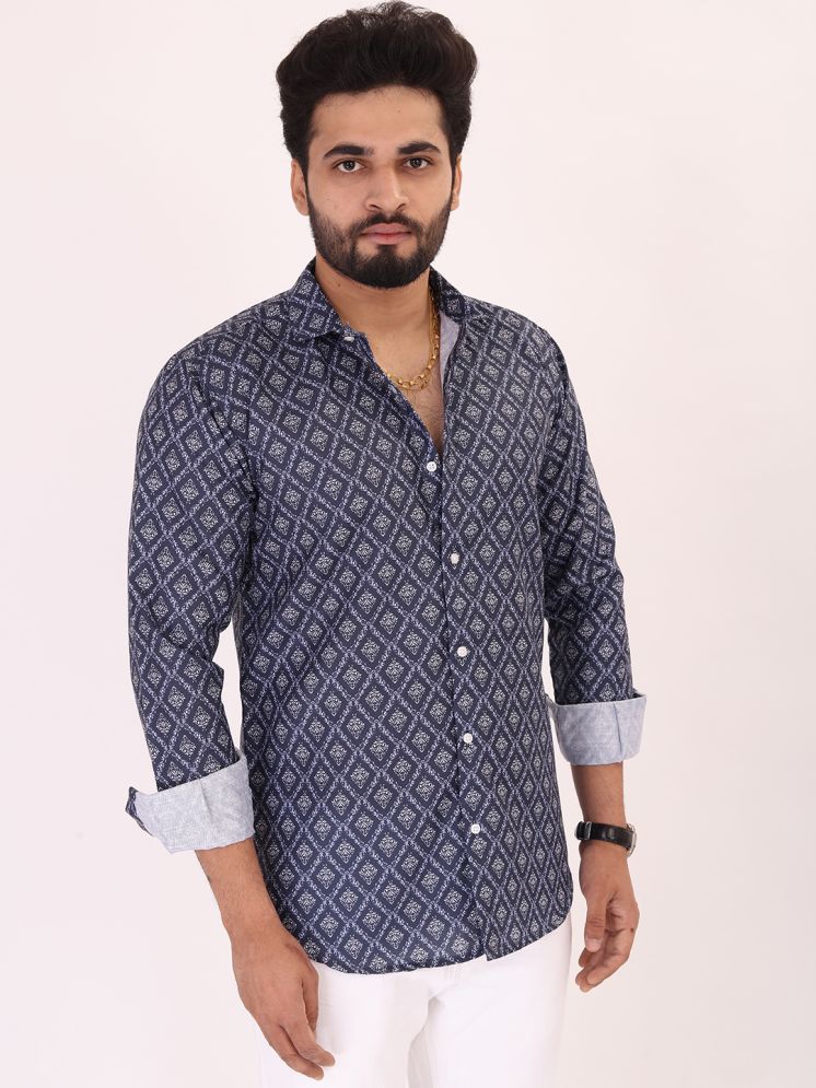     			BOWLIFESTYLE Cotton Blend Regular Fit Printed 3/4th Sleeves Men's Casual Shirt - Blue ( Pack of 1 )