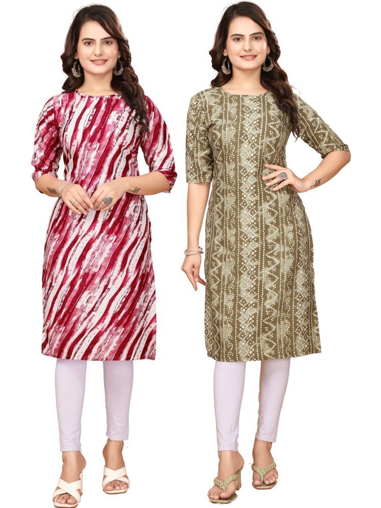     			CAMERON STYLE Crepe Printed Straight Women's Kurti - Red,Multicoloured ( Pack of 2 )