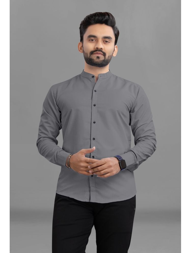     			Ethnic Trendz Cotton Blend Regular Fit Solids Full Sleeves Men's Casual Shirt - Grey ( Pack of 1 )