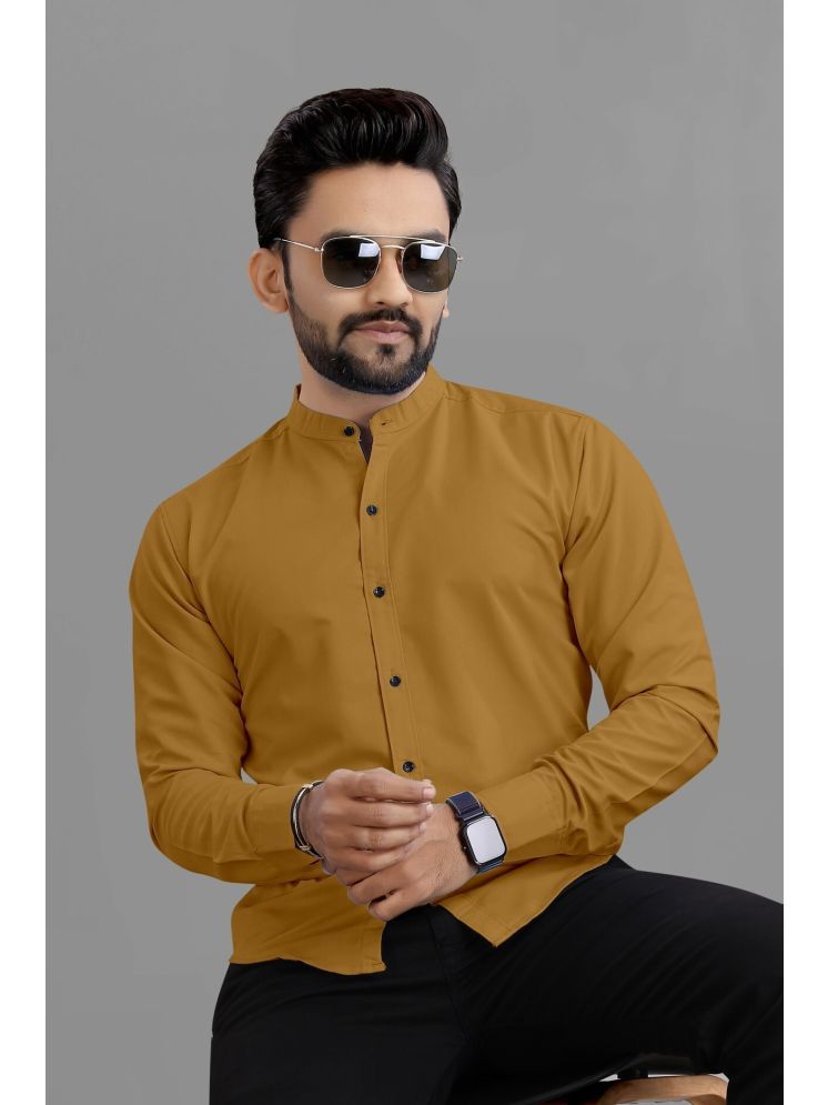     			Ethnic Trendz Cotton Blend Regular Fit Solids Full Sleeves Men's Casual Shirt - Mustard ( Pack of 1 )