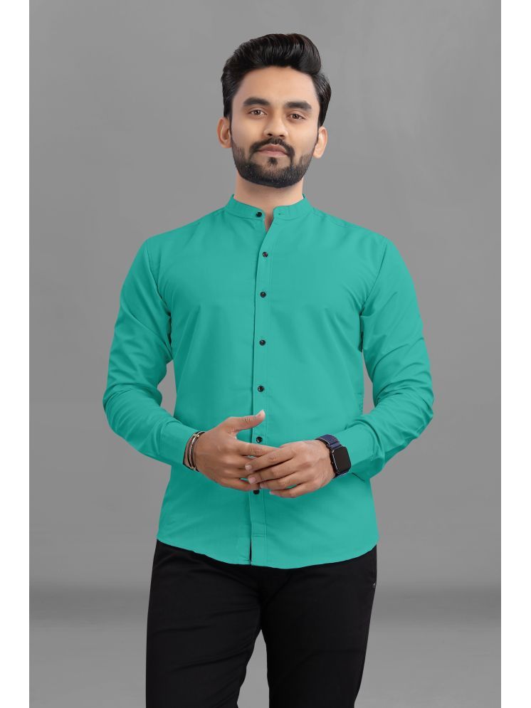     			Ethnic Trendz Cotton Blend Regular Fit Solids Full Sleeves Men's Casual Shirt - Sea Green ( Pack of 1 )