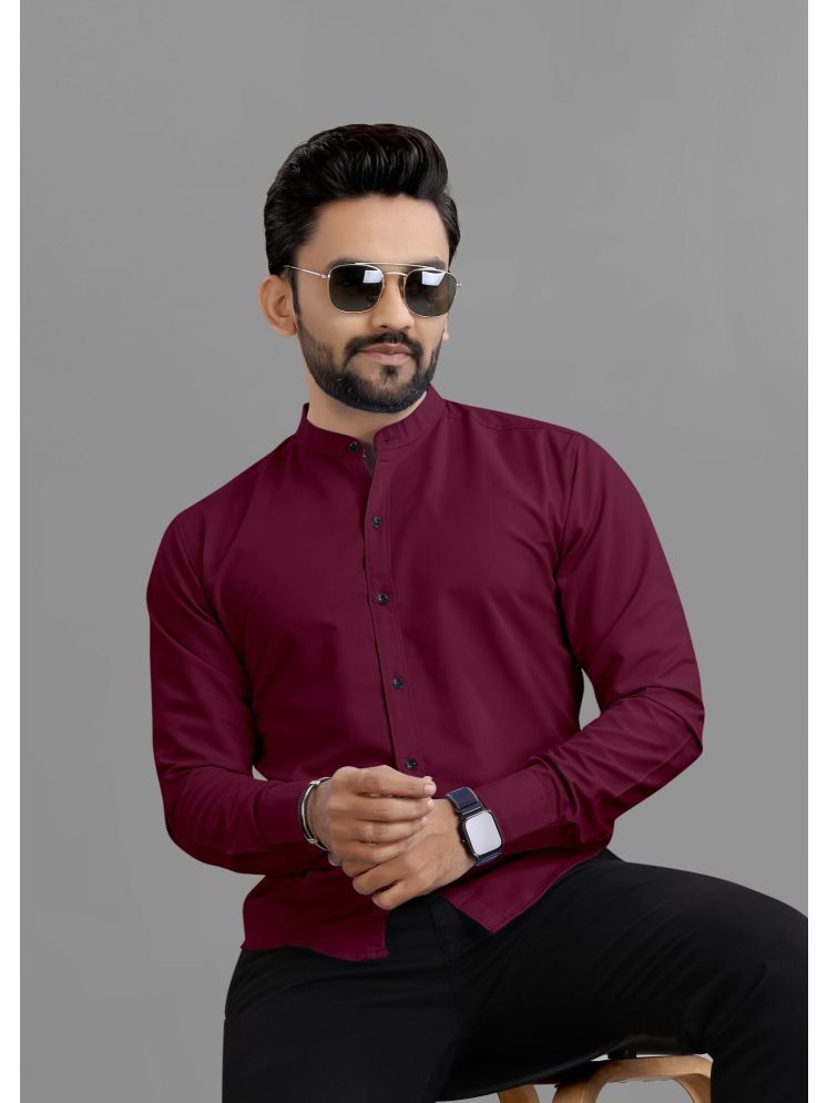     			Ethnic Trendz Cotton Blend Regular Fit Solids Full Sleeves Men's Casual Shirt - Wine ( Pack of 1 )