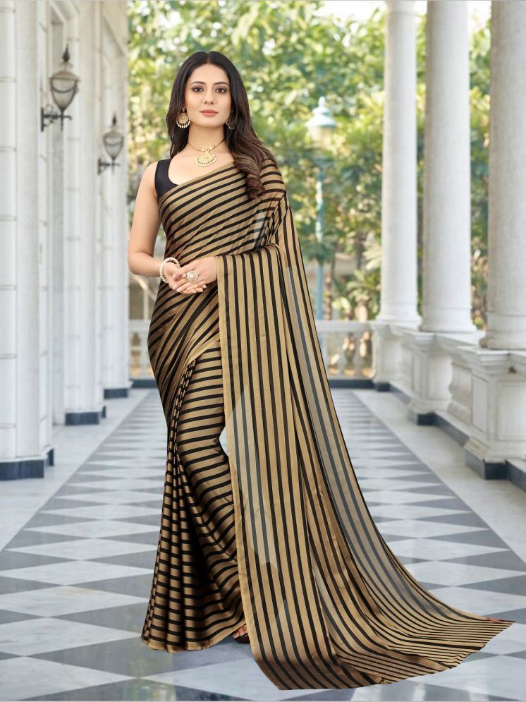     			Gazal Fashions Silk Printed Saree With Blouse Piece - Gold ( Pack of 1 )