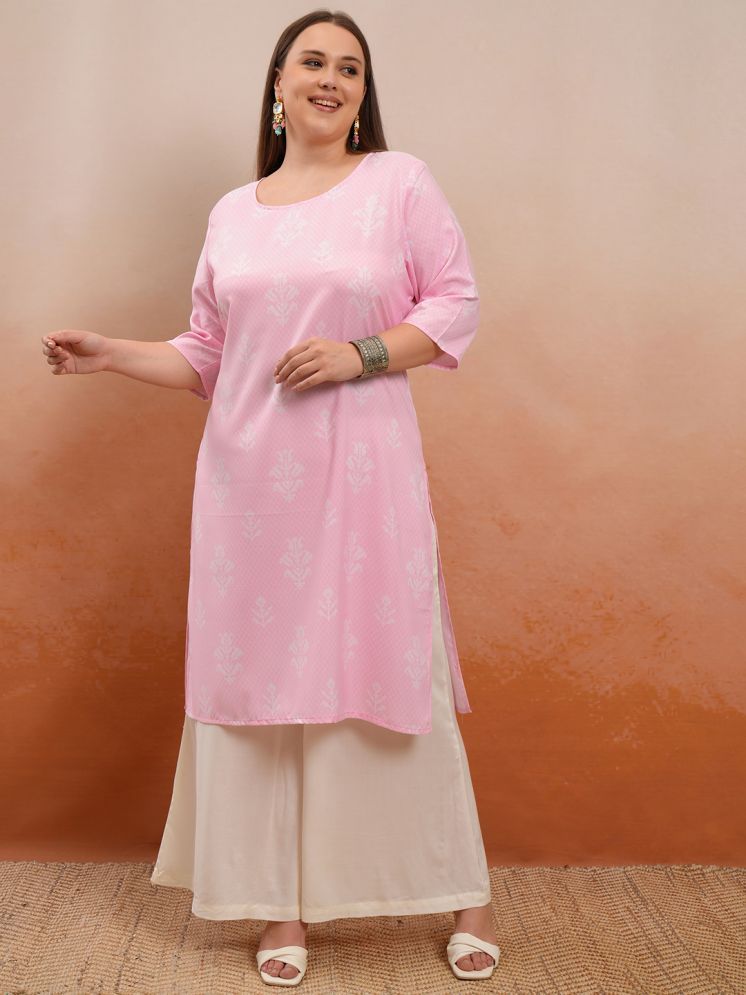     			Ketch Polyester Printed Straight Women's Kurti - Pink ( Pack of 1 )