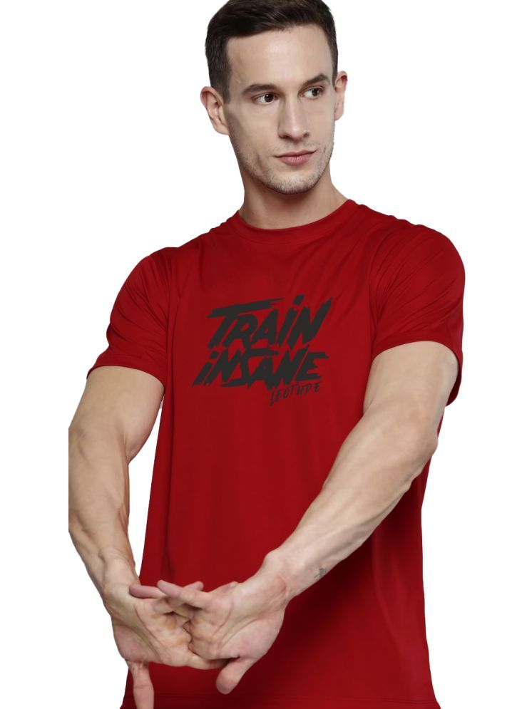     			Leotude Cotton Blend Regular Fit Printed Half Sleeves Men's Round T-Shirt - Red ( Pack of 1 )